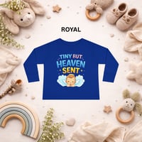 Image 4 of Toddler Long Sleeve Tee - "Tiny But Heaven Sent" Baby Angel Graphic