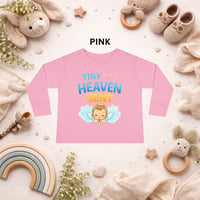 Image 5 of Toddler Long Sleeve Tee - "Tiny But Heaven Sent" Baby Angel Graphic