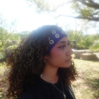 Image 3 of grommet headband - navy blue