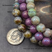 Image 4 of Czech Glass Round Beads – Meadow Green, Robin’s Egg & Lilac Luster – 8mm Premium Rounds  