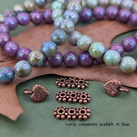 Image 9 of Czech Glass Round Beads – Meadow Green, Robin’s Egg & Lilac Luster – 8mm Premium Rounds  