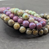 Image 6 of Czech Glass Round Beads – Meadow Green, Robin’s Egg & Lilac Luster – 8mm Premium Rounds  