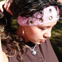 Image 2 of grommet headband - pink (no ties)