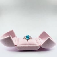 Image 5 of Aquamarine & Yellow Lab Diamond 3 Stone Ring