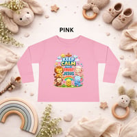 Image 3 of Toddler Long Sleeve Tee: "Keep Calm and Trust Jesus" Cute Animal Faith Shirt