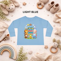 Image 4 of Toddler Long Sleeve Tee: "Keep Calm and Trust Jesus" Cute Animal Faith Shirt