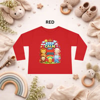 Image 2 of Toddler Long Sleeve Tee: "Keep Calm and Trust Jesus" Cute Animal Faith Shirt