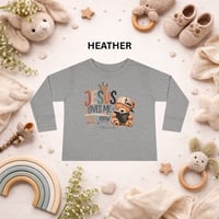 Image 2 of Toddler Tee — "Jesus Loves Me" Cute Teddy Christian Long Sleeve Shirt
