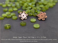 Image 6 of Decorative Flower End Crimps – Antique Copper & Brass – Jewelry Closure Ends – 2pc Pair