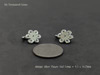 Image 2 of Decorative Flower End Crimps – Antique Copper & Brass – Jewelry Closure Ends – 2pc Pair
