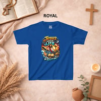Image 5 of Kids Christian T‑Shirt — "Jesus Saved My Life" Colorful Faith Graphic