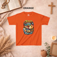 Image 7 of Kids Christian T‑Shirt — "Jesus Saved My Life" Colorful Faith Graphic