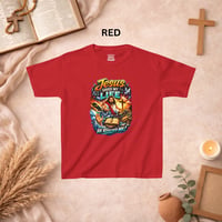 Image 8 of Kids Christian T‑Shirt — "Jesus Saved My Life" Colorful Faith Graphic