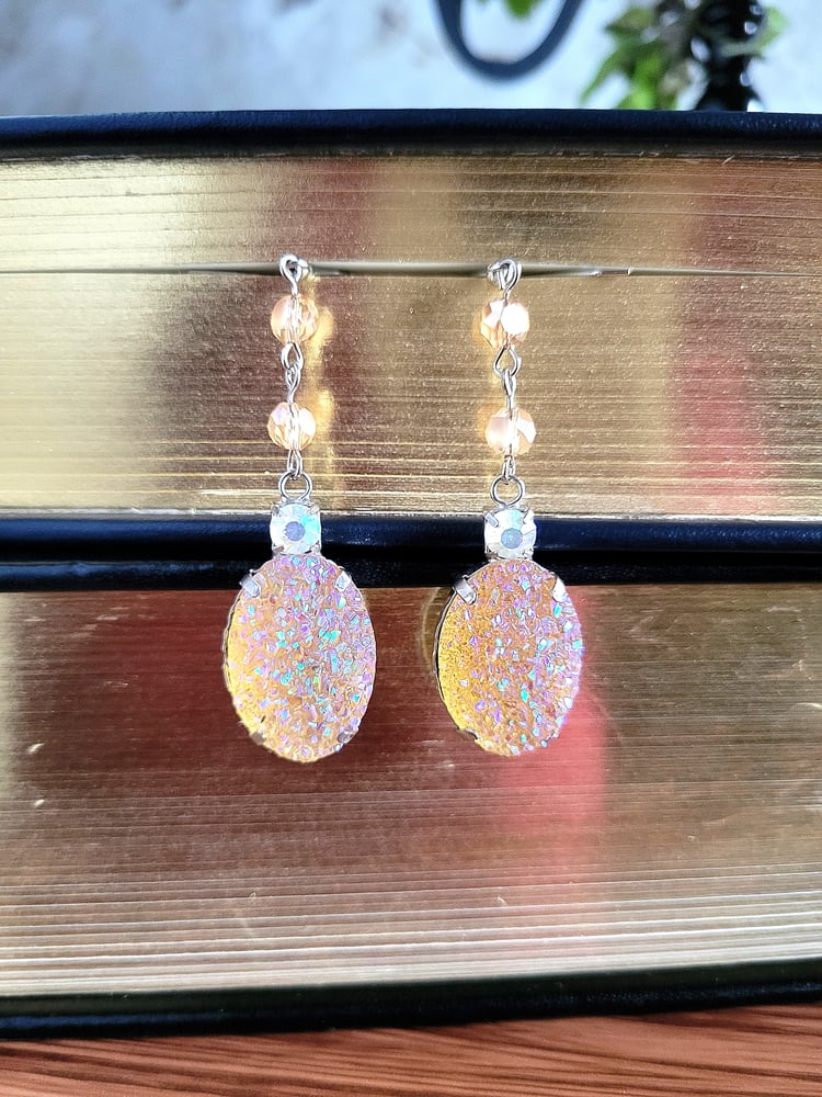 Image of Peach-Colored Faux Druzy Earrings