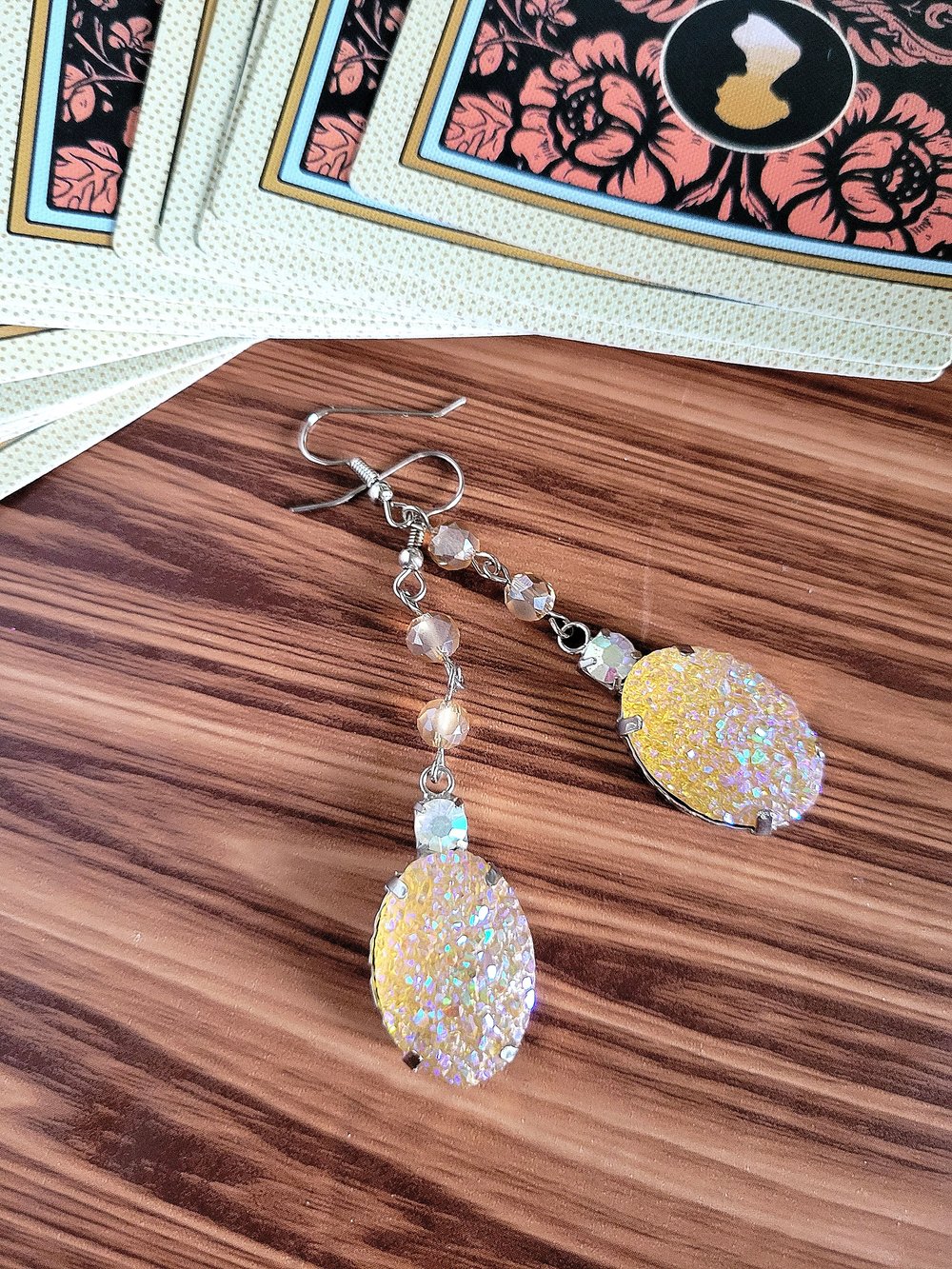 Image of Peach-Colored Faux Druzy Earrings