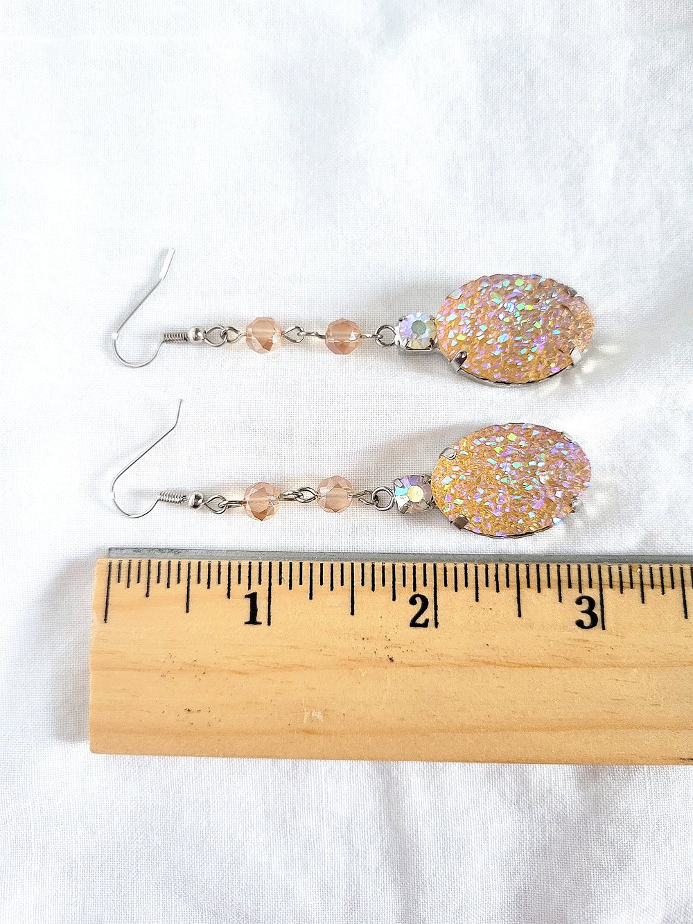 Image of Peach-Colored Faux Druzy Earrings