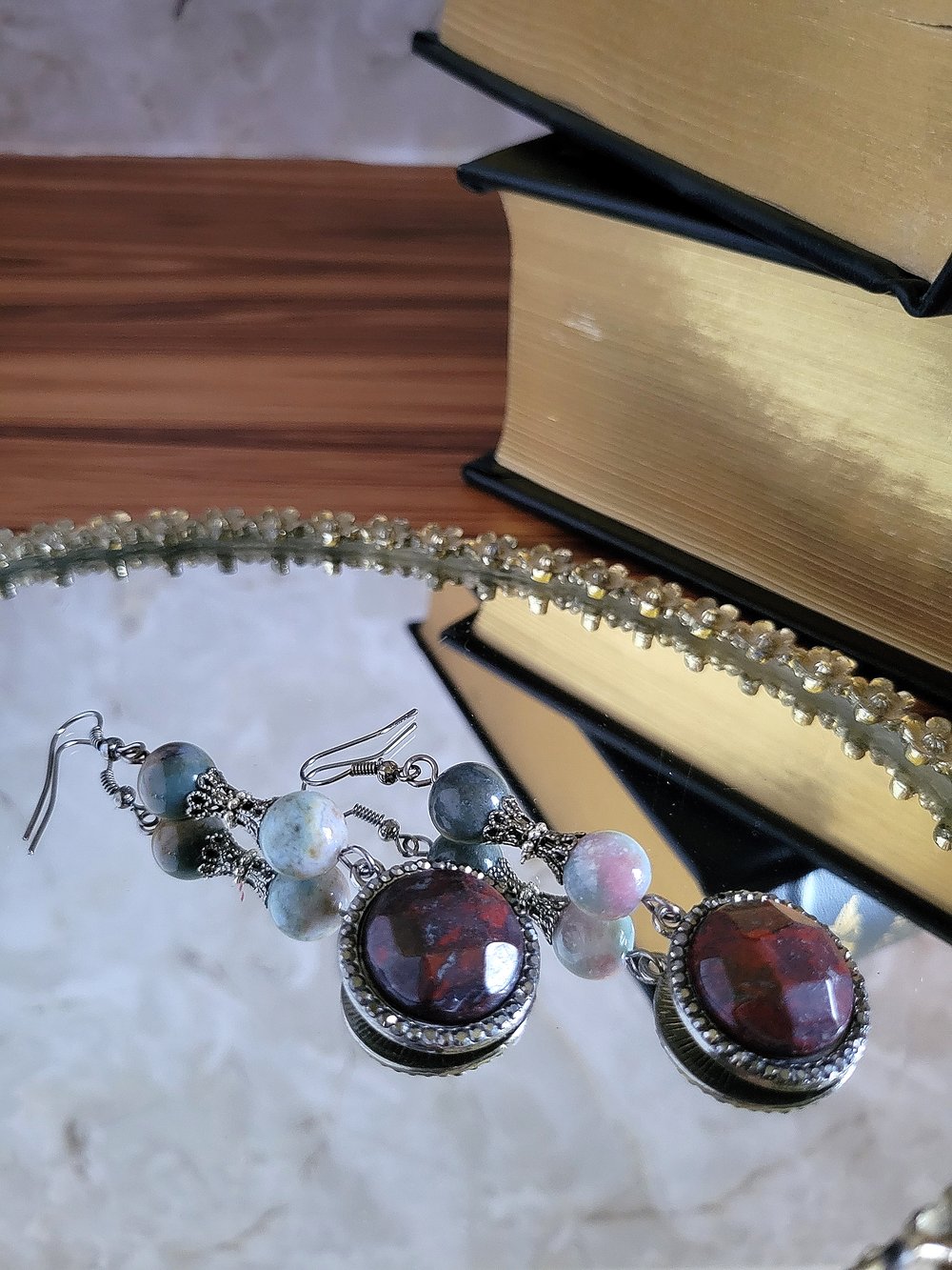 Image of Red and Green Jasper Dangle Earrings