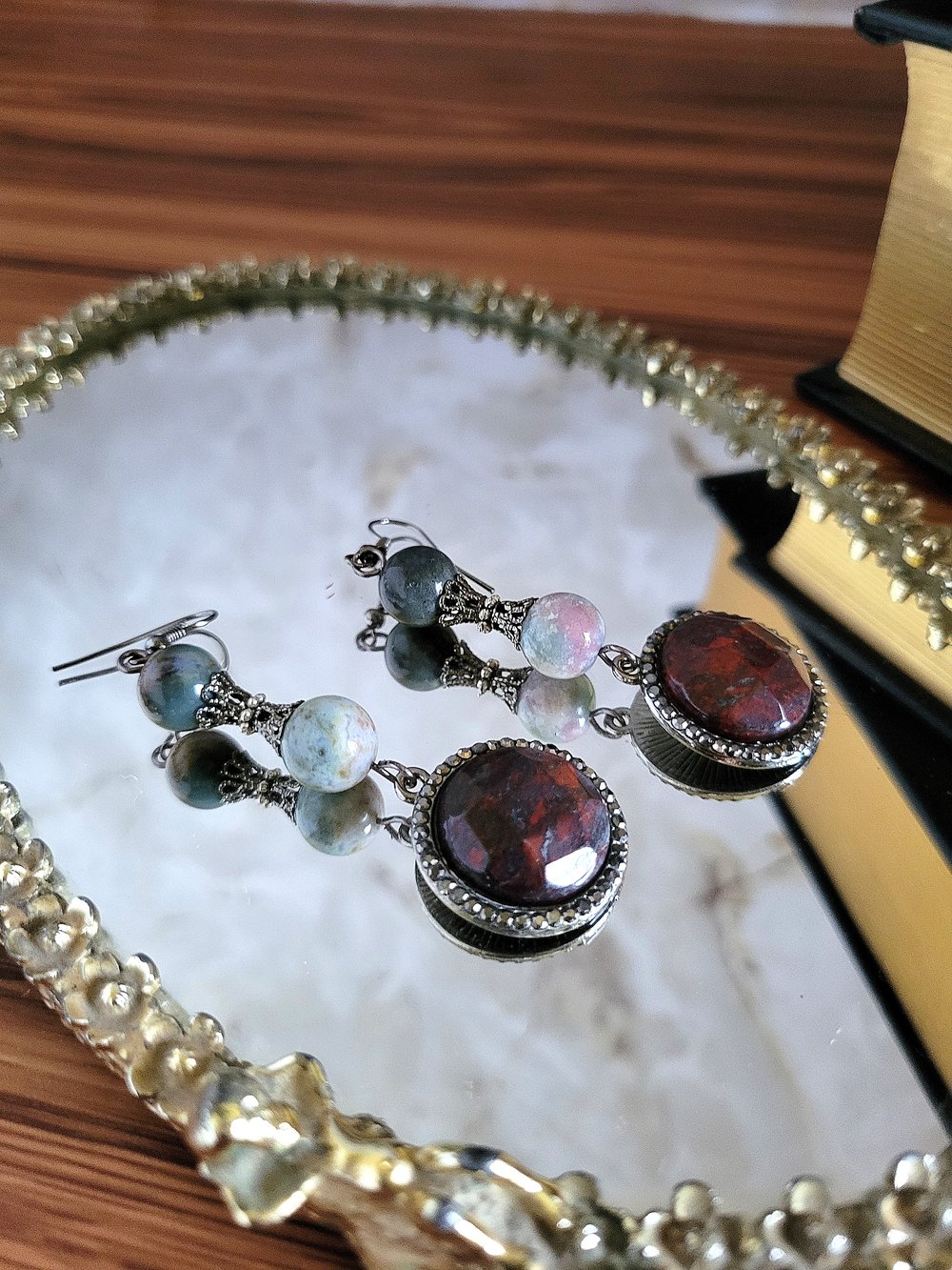 Image of Red and Green Jasper Dangle Earrings