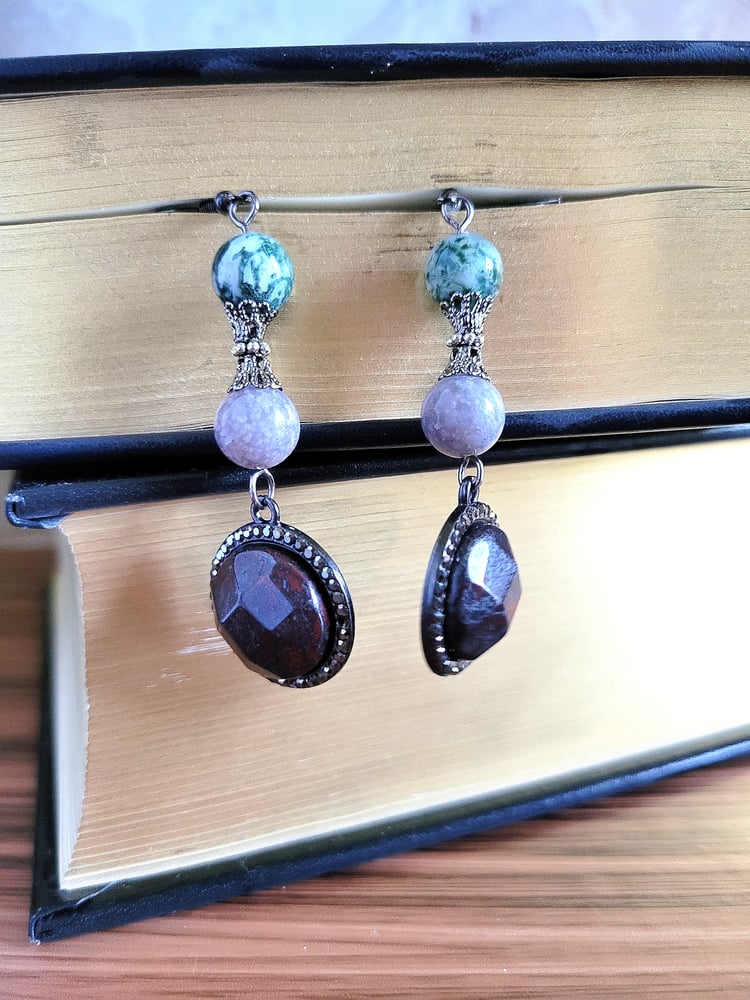 Image of Red and Green Jasper Dangle Earrings