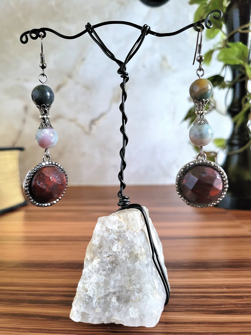 Image of Red and Green Jasper Dangle Earrings
