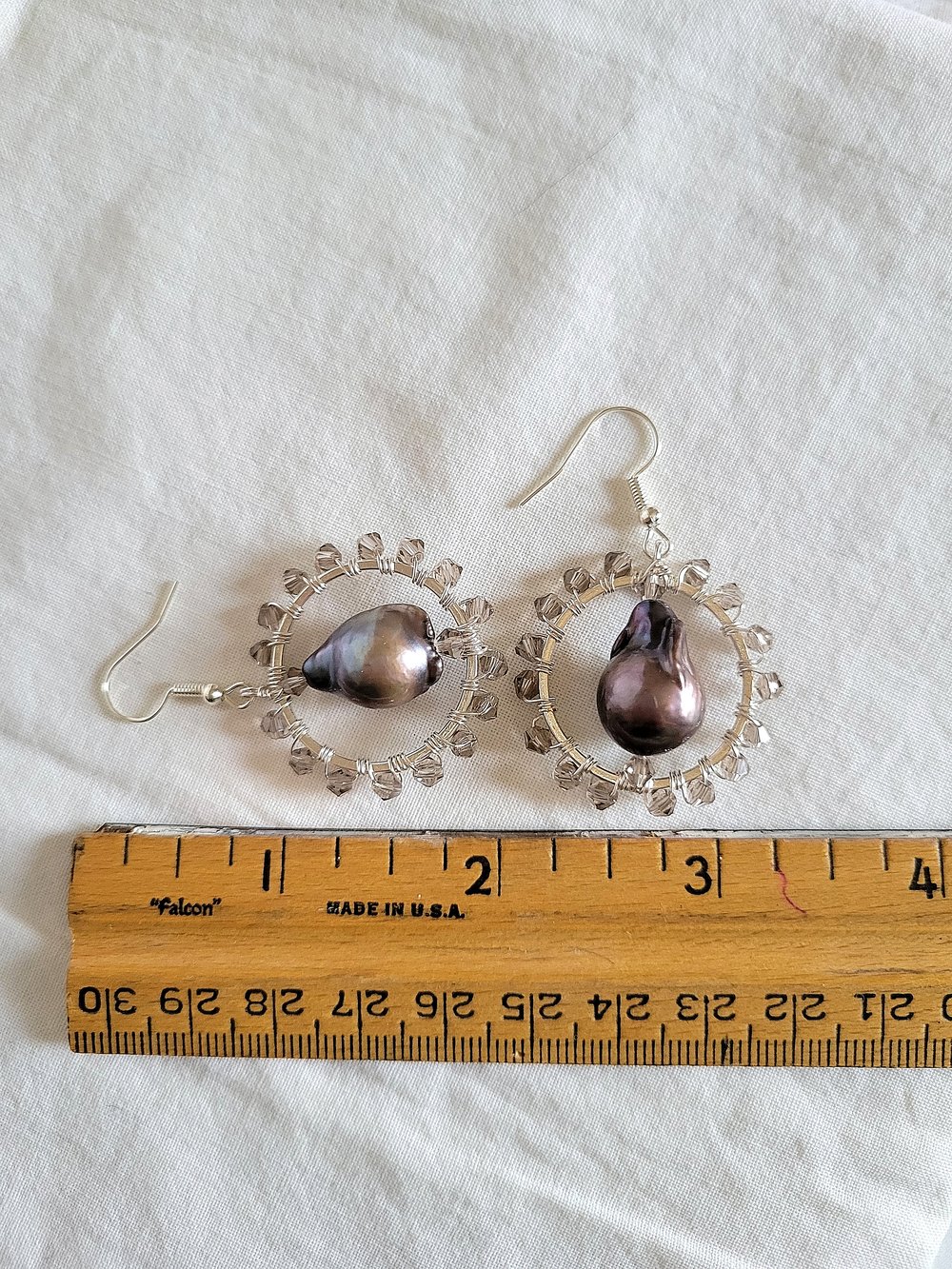 Image of Baroque Pearl Wire Wrapped Earrings