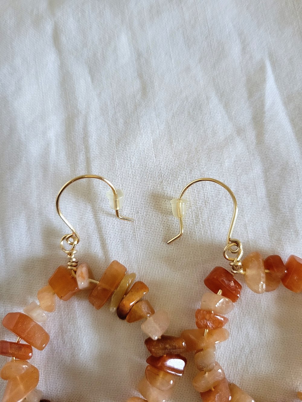 Image of Gold Carnelian Hoop Earrings with Dangle