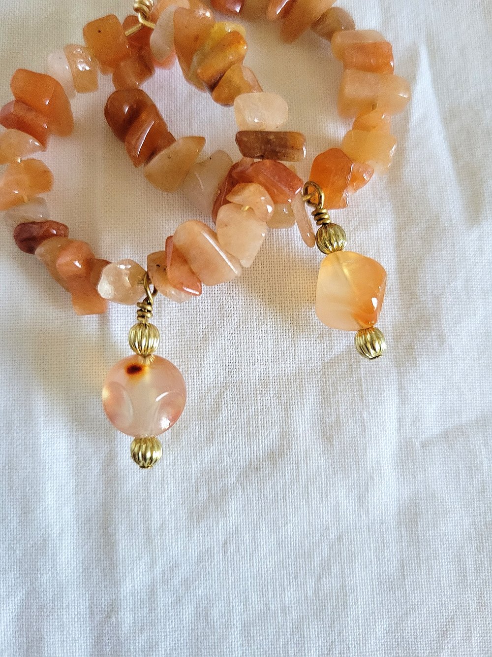 Image of Gold Carnelian Hoop Earrings with Dangle