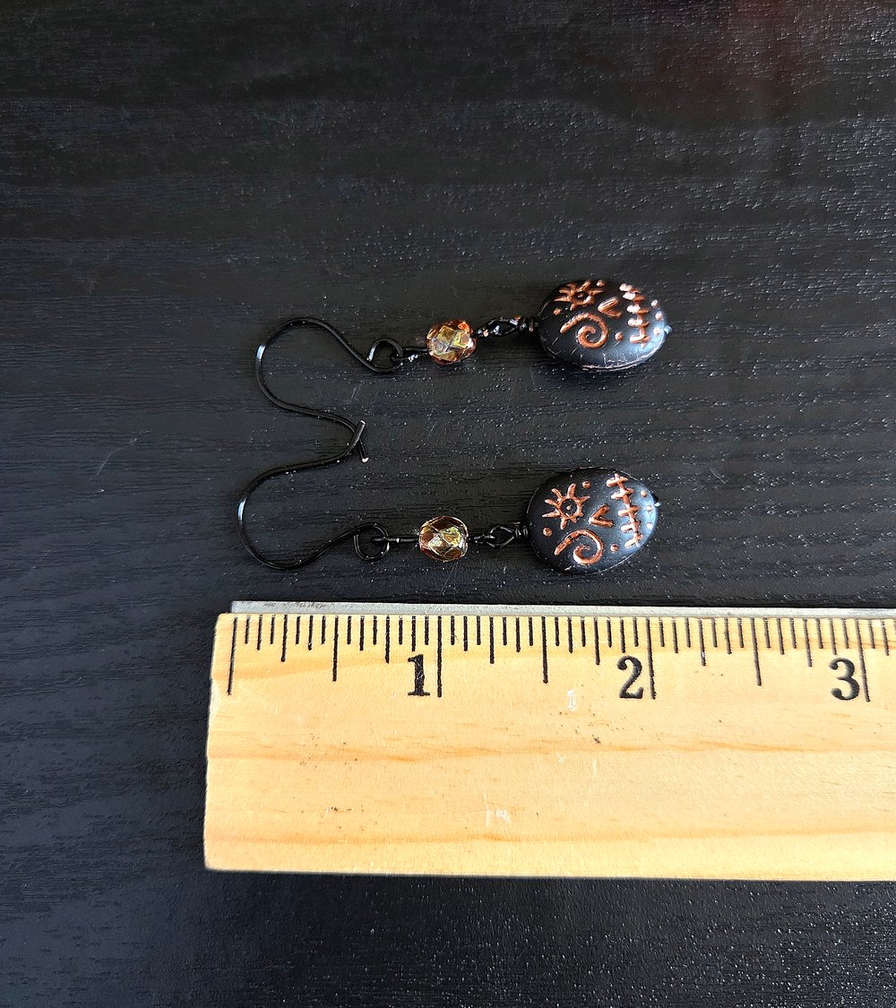 Image of Witchy Black Halloween Skull Earrings