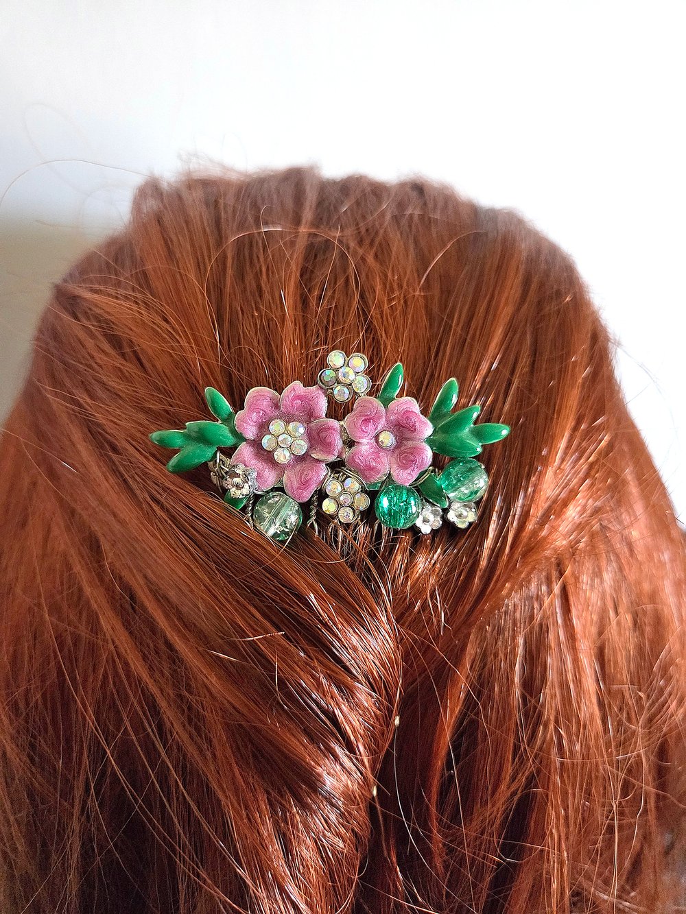 Image of Fairy Garden Decorative Hair Comb With Purple Flowers