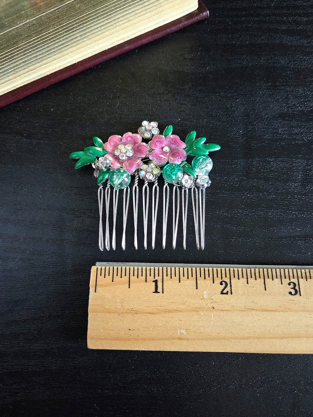 Image of Fairy Garden Decorative Hair Comb With Purple Flowers