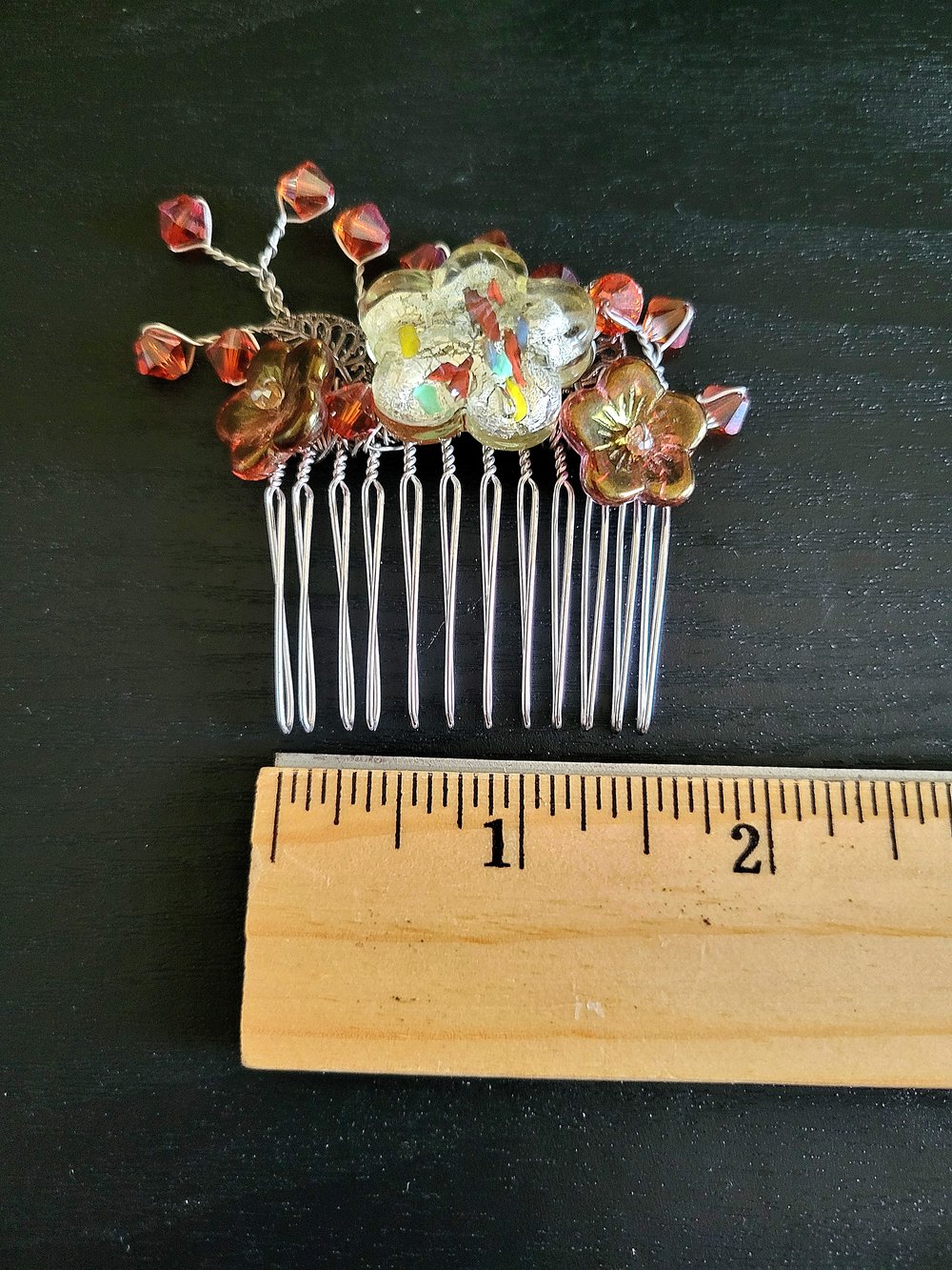 Image of Autumn Flowers Beaded Hair Comb