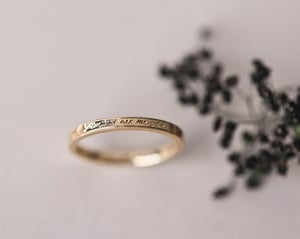 Image of 18ct Yellow gold 2mm, Latin engraved ring