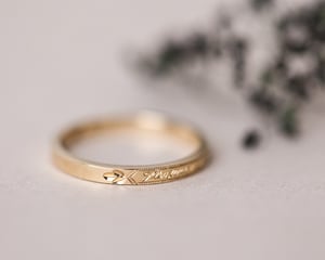 Image of 18ct Yellow gold 2mm, Latin engraved ring