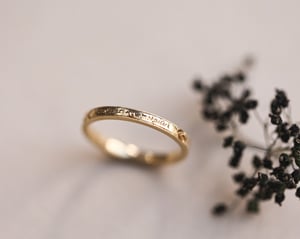 Image of 18ct Yellow gold 2mm, Latin engraved ring