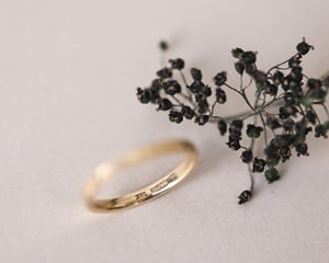 Image of 18ct Yellow gold 2mm, Latin engraved ring