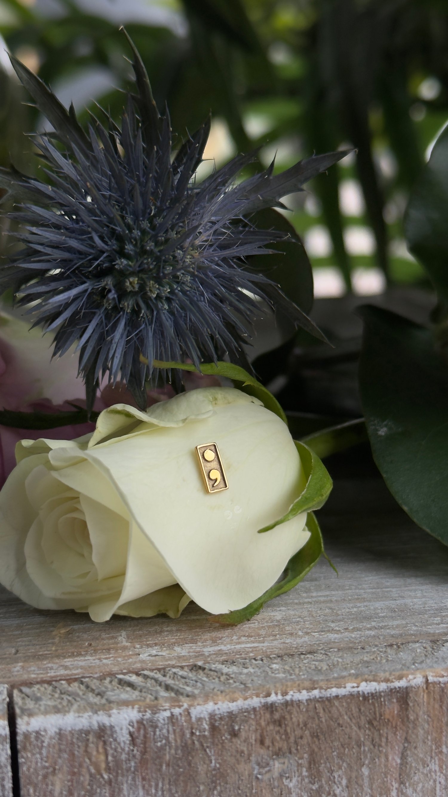 Image of Sandblasted 14k yellow gold semi-colon