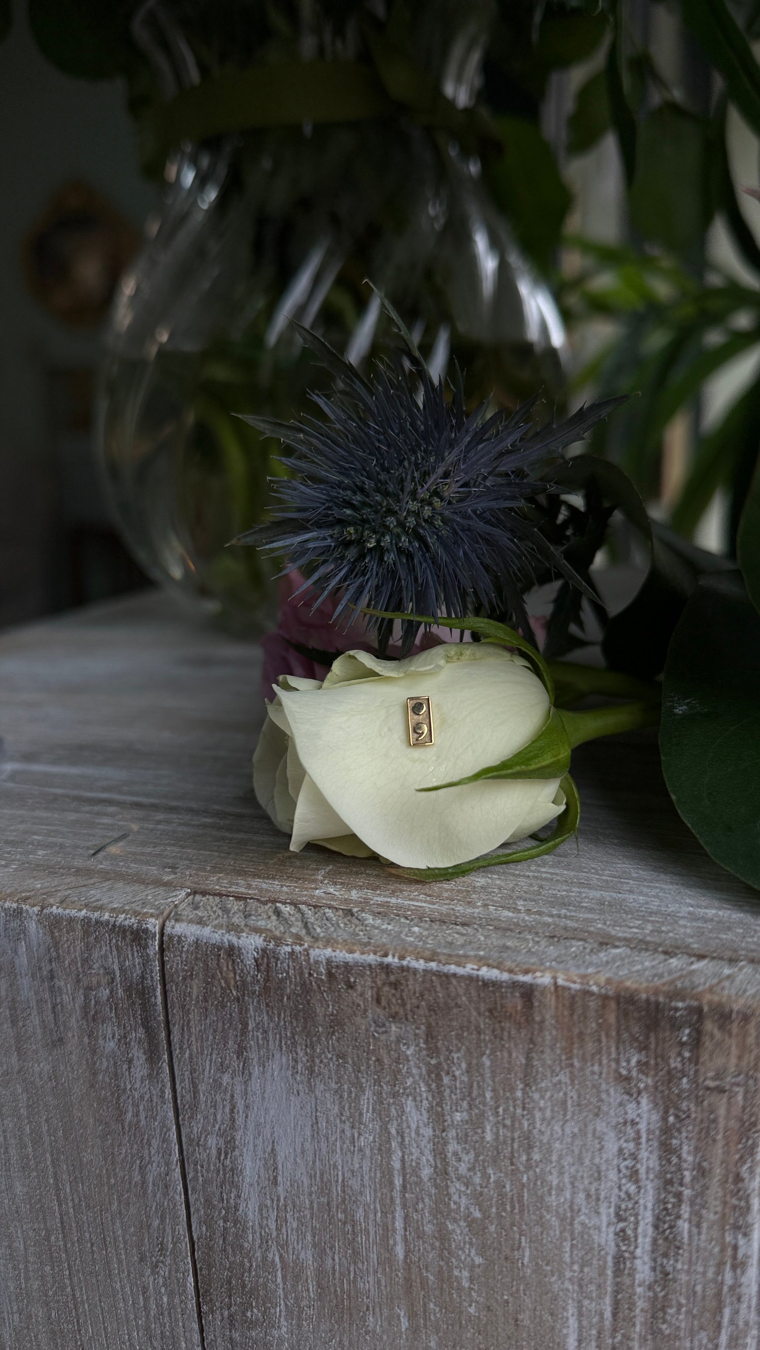 Image of Sandblasted 14k yellow gold semi-colon