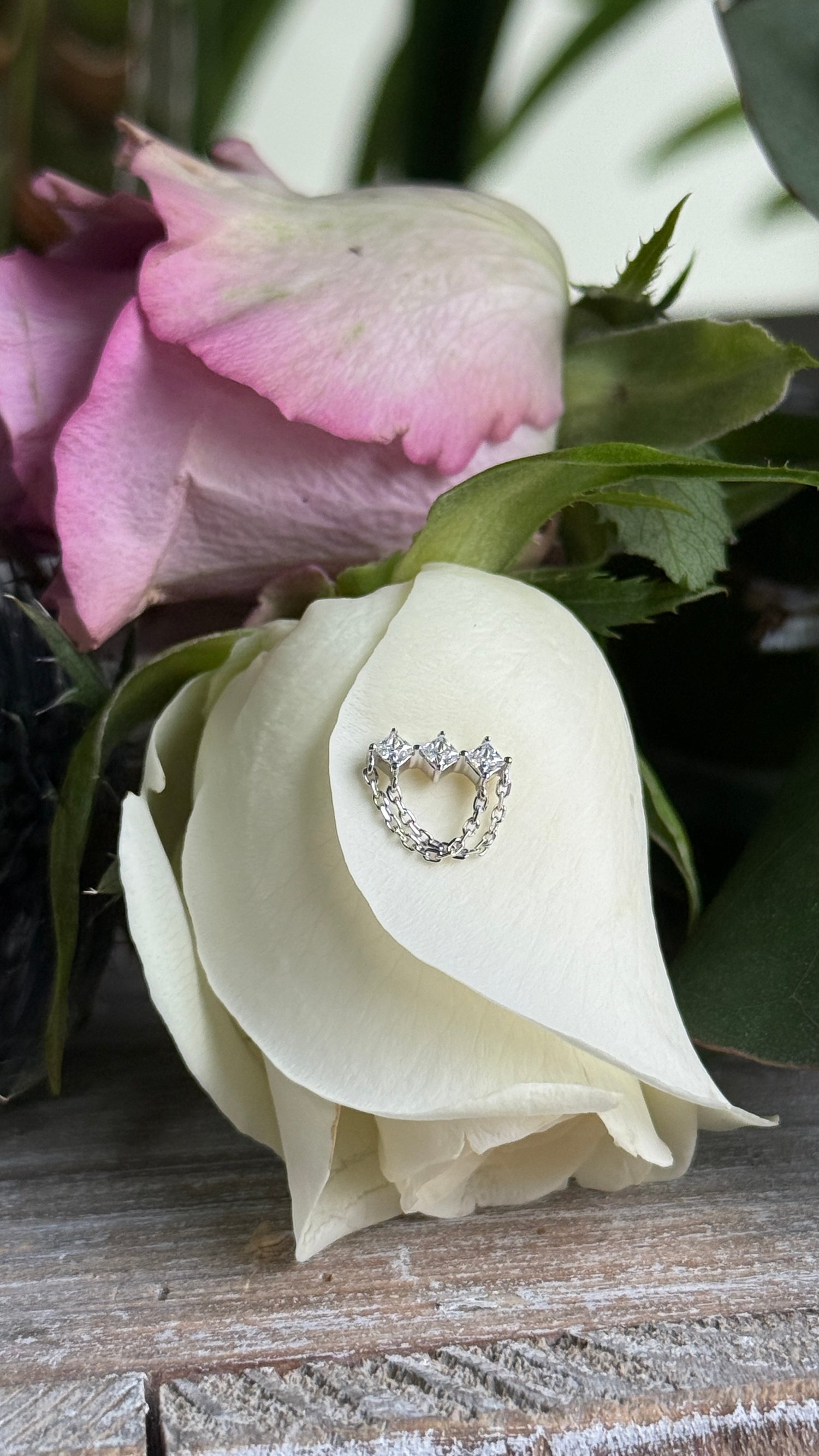 Image of White gold white cz & chains