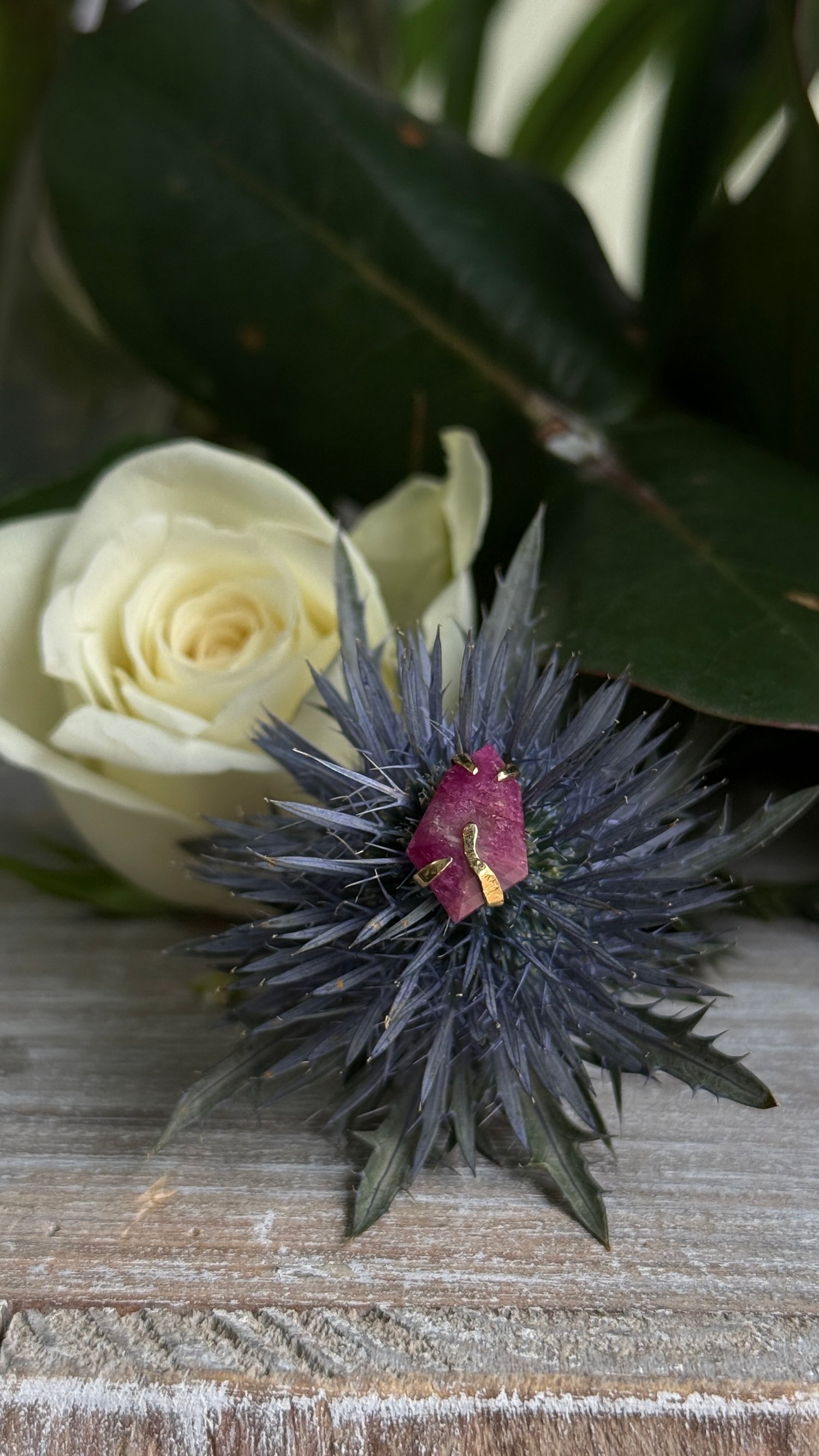 Image of encapsulated ruby 18k yellow gold