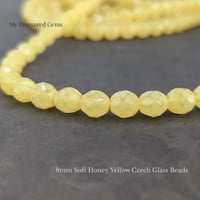 Image 2 of 8mm Soft Honey Yellow Czech Glass Beads | Fire Polished Round | Soft Butter Yellow Boho Beads