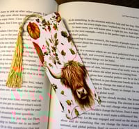 Highland Cow and Pumpkin Metal Bookmark with Tassel, Handmade, trending, books