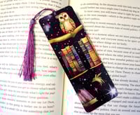 Handmade Owl and Books Metal Bookmark with Tassel, trending, bookshelf, page, gift, mystical