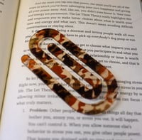 Image 1 of Handmade Trendy Jumbo Acrylic Paperclip with a Camo Design, bookmark, pages, paper, office, gift