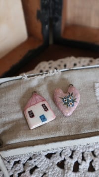 Image 1 of Pull charms set of 2 - pink cottage