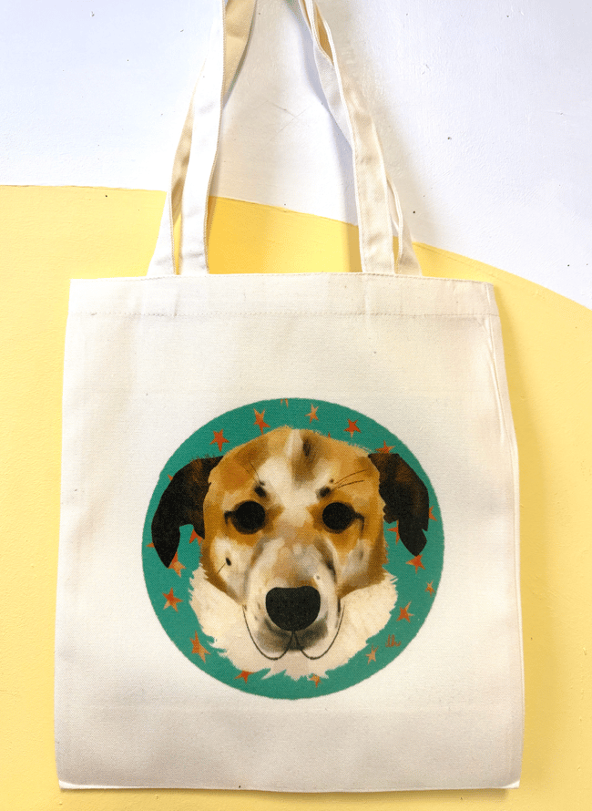 Super Silly Super Speedy Pet Portrait TOTE BAGS (your pet's portrait on a bag!)