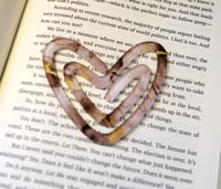 Image 1 of Handmade Heart Shaped Acrylic Paperclip with a Marble Design, bookmark, book, gift, work, school
