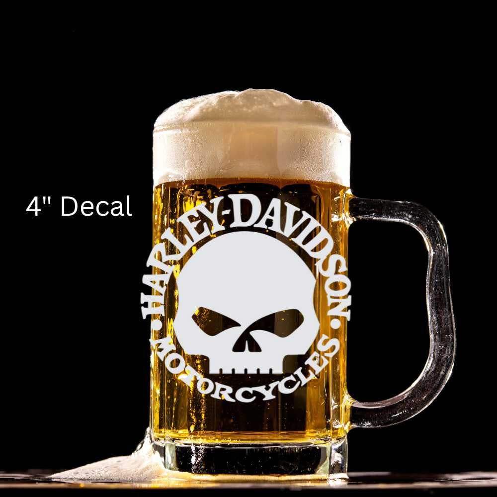 Image of White Harley Skull Uv Dtf Decal