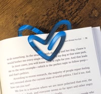 Image 2 of Handmade Heart Shaped Acrylic Paperclip with a Blue Wave Design, Bookmark, page, gift, work, school