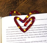 Image 2 of Handmade Heart Shaped Acrylic Paperclip with Colorful Stars, pages, bookmark, gift, work, school