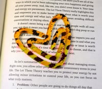 Image 1 of Handmade Heart Shaped Acrylic Paperclip with a Sunflower Design, bookmark, page, gift, work, school